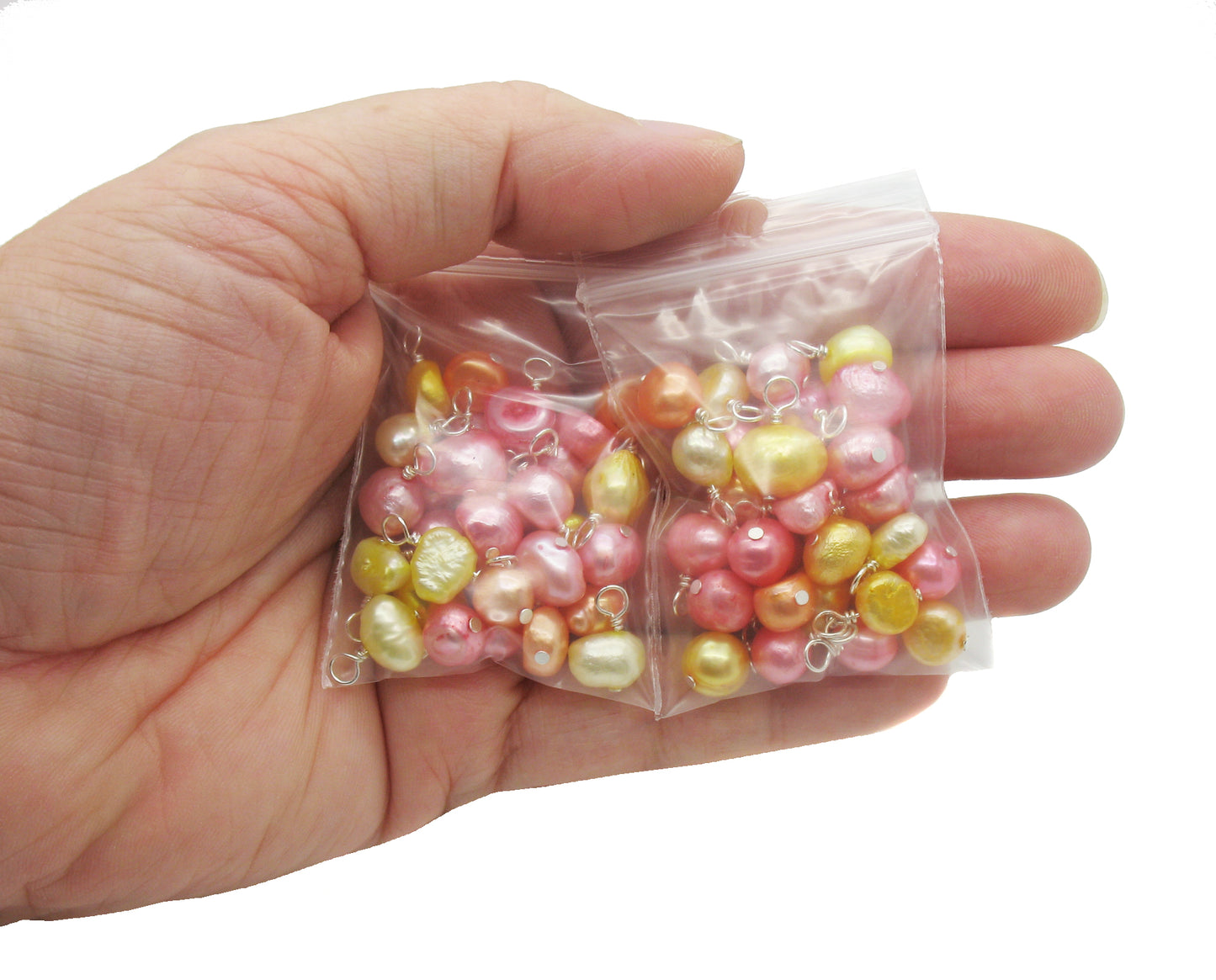 Pearl Charms - Pretty Pink Orange & Yellow Freshwater Pearl Beads - Adorabilities Charms & Trinkets