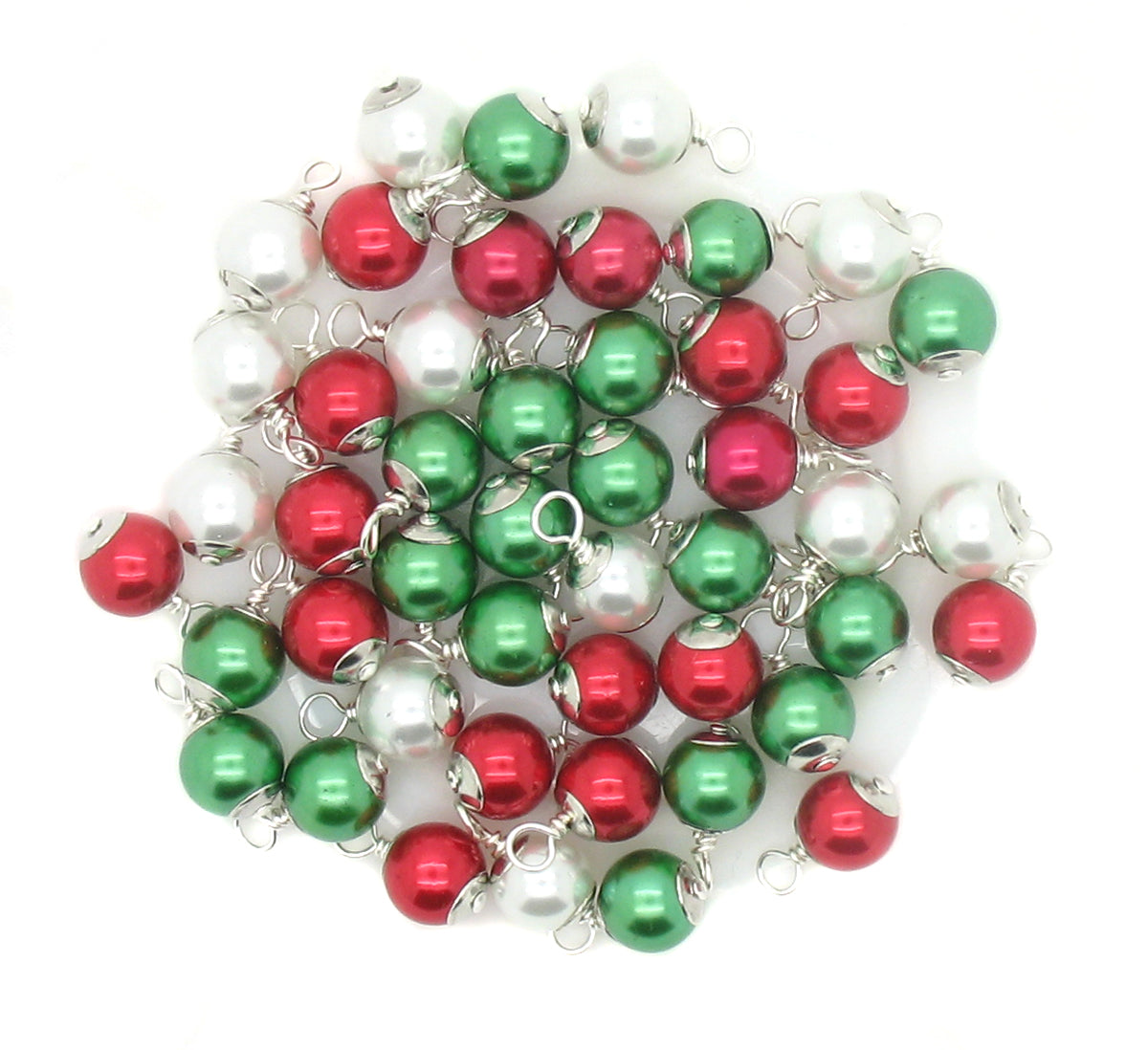Christmas Charms - Pretty Red & Green Bead Charm Dangles Xmas - Adorabilities Charms & Trinkets