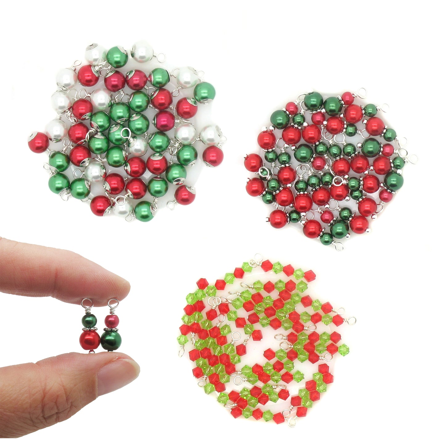 Christmas Charms - Pretty Red & Green Bead Charm Dangles Xmas - Adorabilities Charms & Trinkets