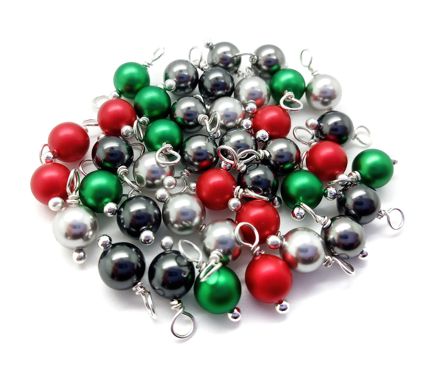 Crystal Charms Mix, 20pc Dark Christmas Pearl Dangles