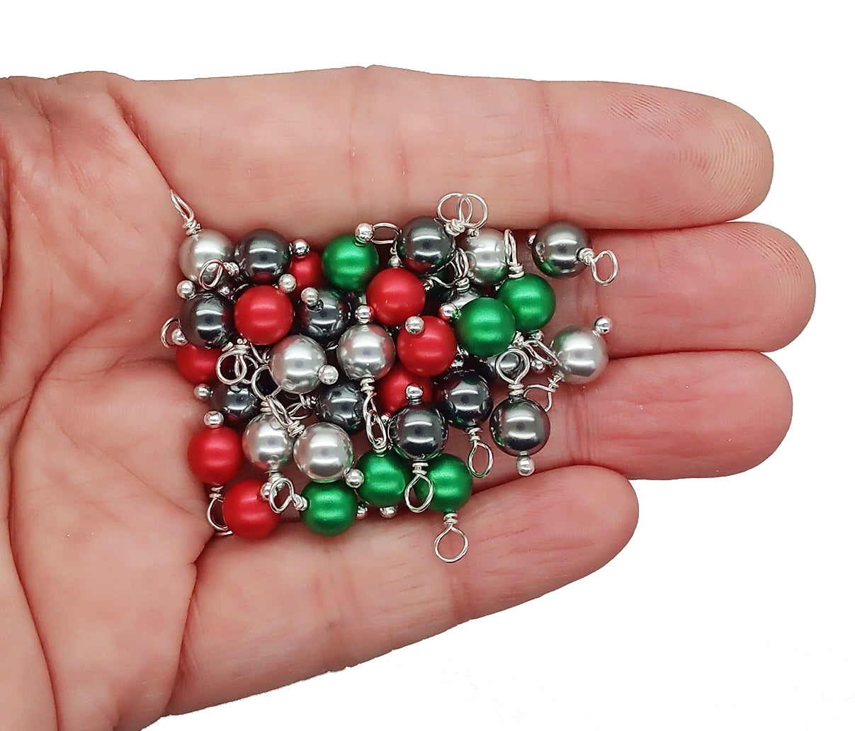 Crystal Charms Mix, 20pc Dark Christmas Pearl Dangles