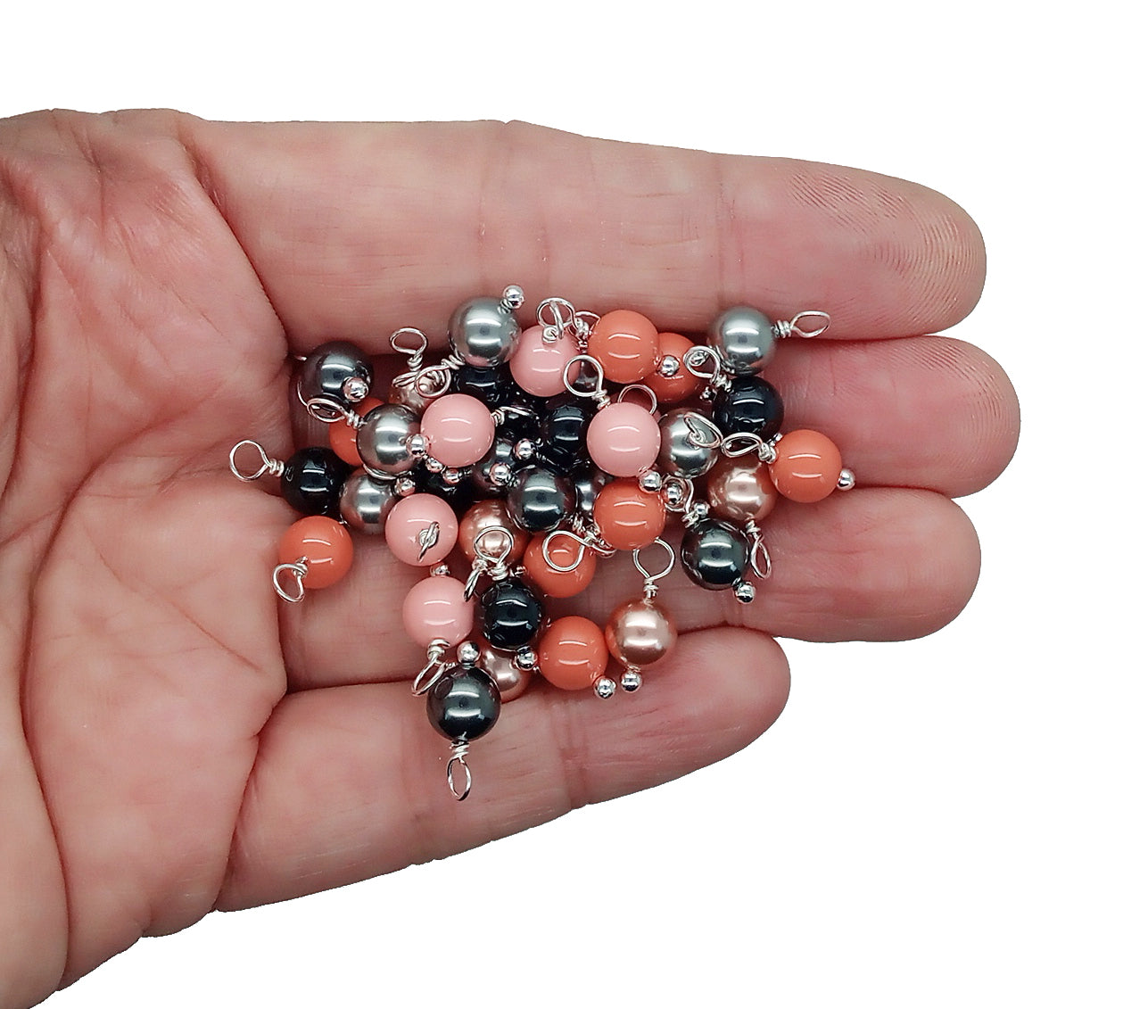 Crystal Charms Mix, 20pc Orange Peach & Black Pearl Dangles