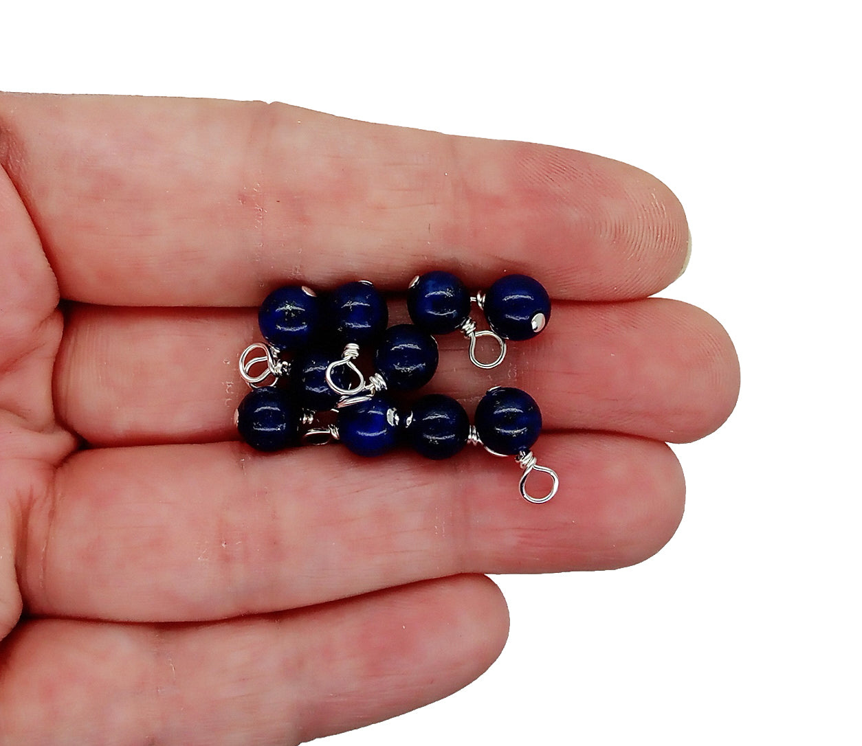 Lapis Lazuli Bead Charms, Blue 5mm - 6mm Gemstone Dangles, 10 pc
