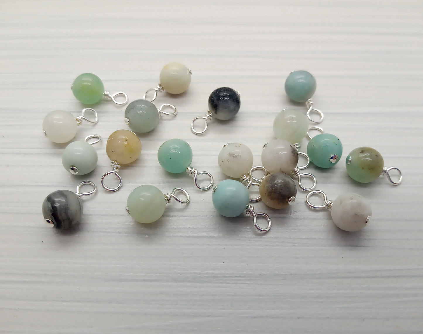 Amazonite 6mm Bead Charms, Gemstone Dangles - Adorabilities Charms & Trinkets