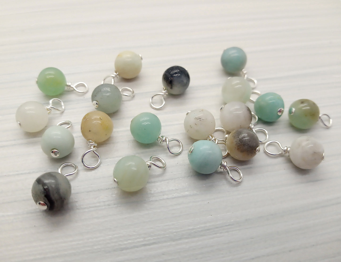 Amazonite 6mm Bead Charms, Gemstone Dangles - Adorabilities Charms & Trinkets