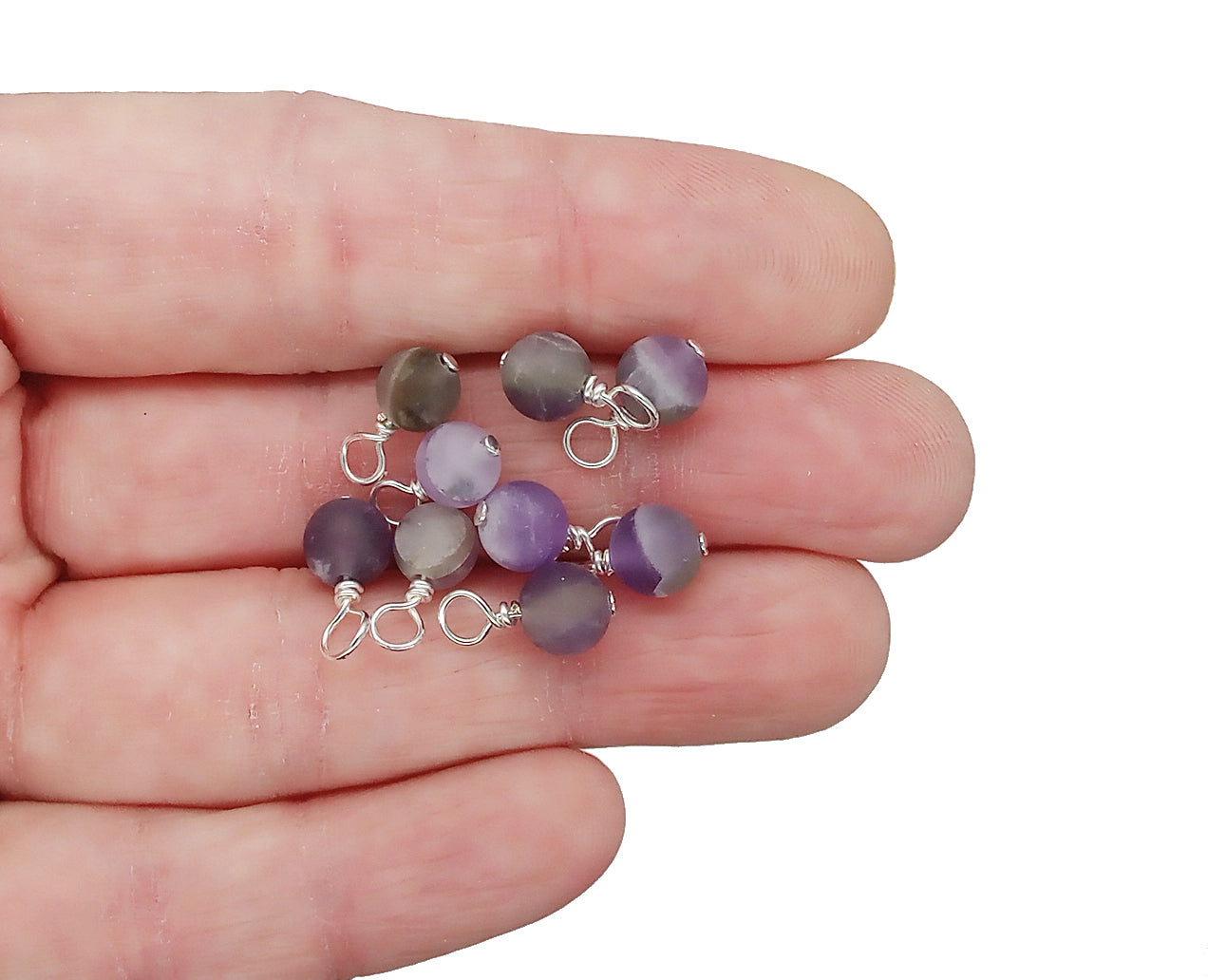 Amethyst 6mm Bead Charms, A Grade, Flower or Matte Gemstone Dangles - Adorabilities Charms & Trinkets