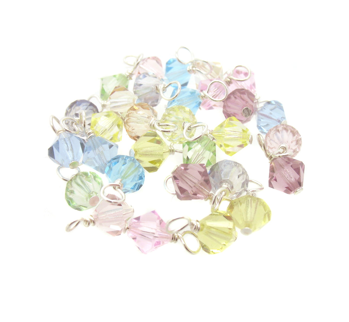 Crystal Bead Dangles - 6mm Czech Glass Bicone Bead Charms - Adorabilities Charms & Trinkets