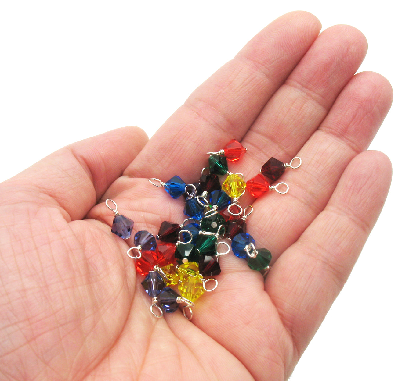 Crystal Bead Dangles - 6mm Czech Glass Bicone Bead Charms - Adorabilities Charms & Trinkets