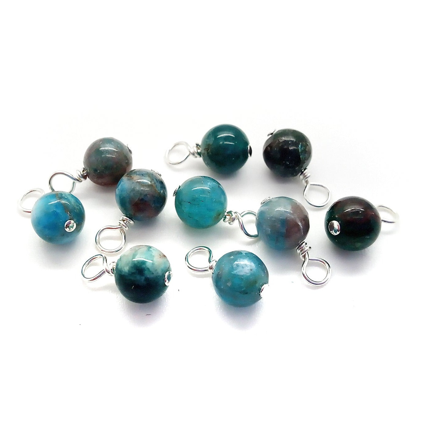 Teal Blue Apatite 6mm Gemstone Bead Charms - Adorabilities Charms & Trinkets