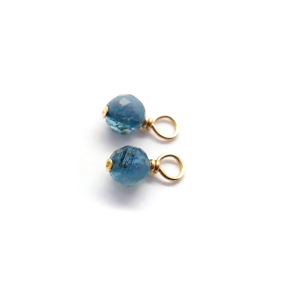 4mm Aquamarine Bead Dangles, March Birthstone Charms, Pair