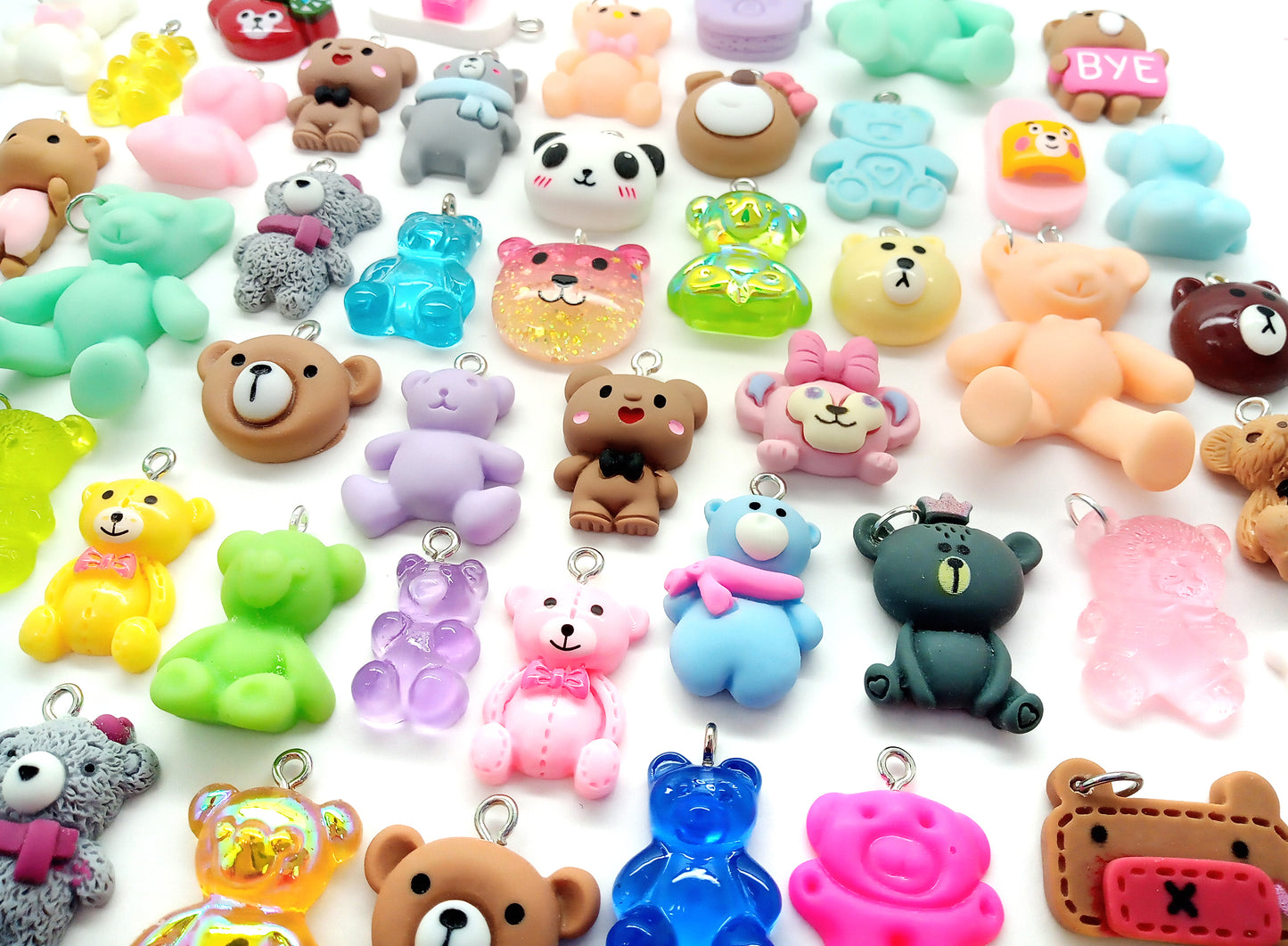 Cute Bears Charm & Pendant Mix, 20 Assorted Kawaii Teddy Bears