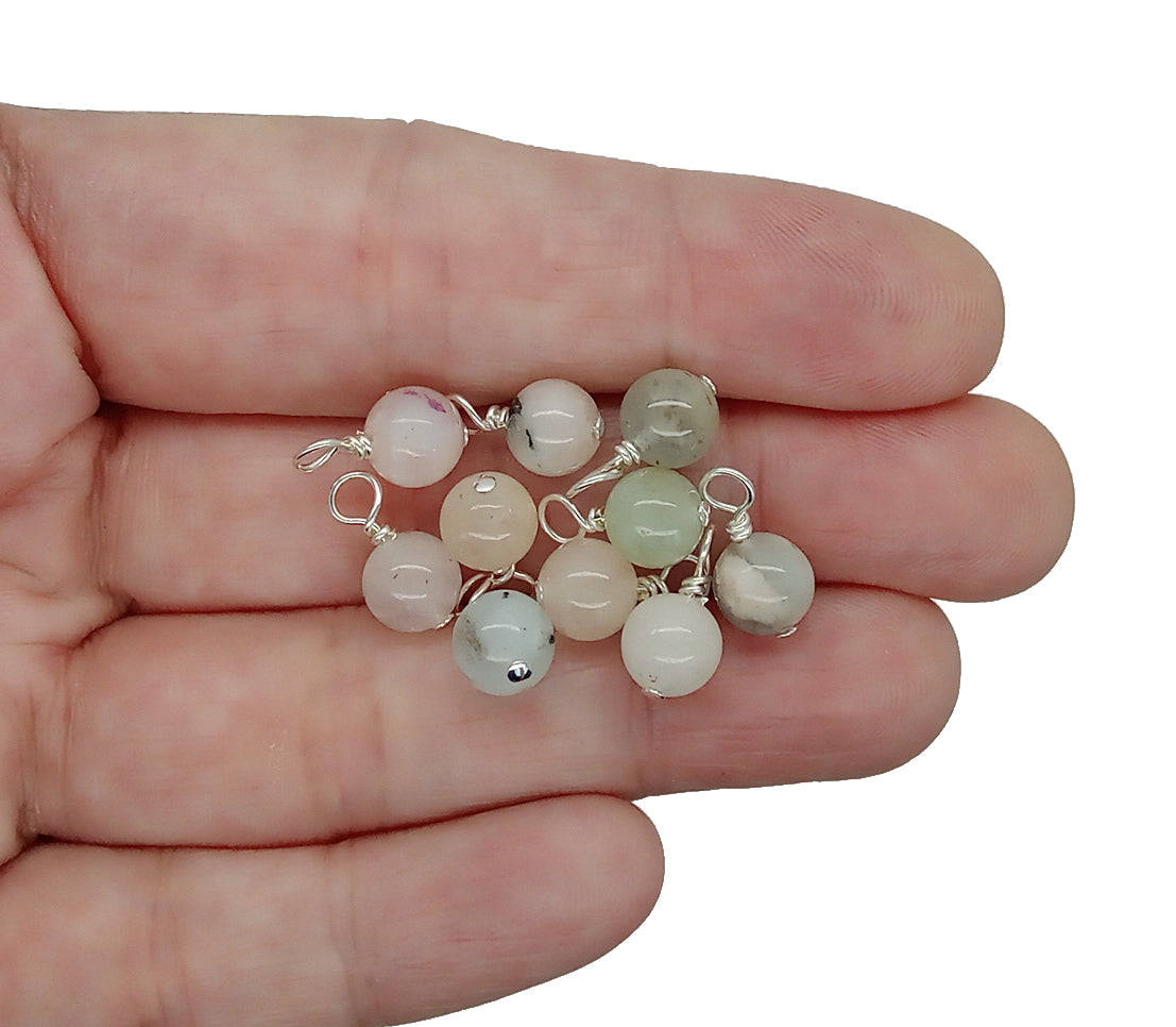 Pastel Beryl 6mm Bead Charms, Gemstone Dangles - Adorabilities Charms & Trinkets