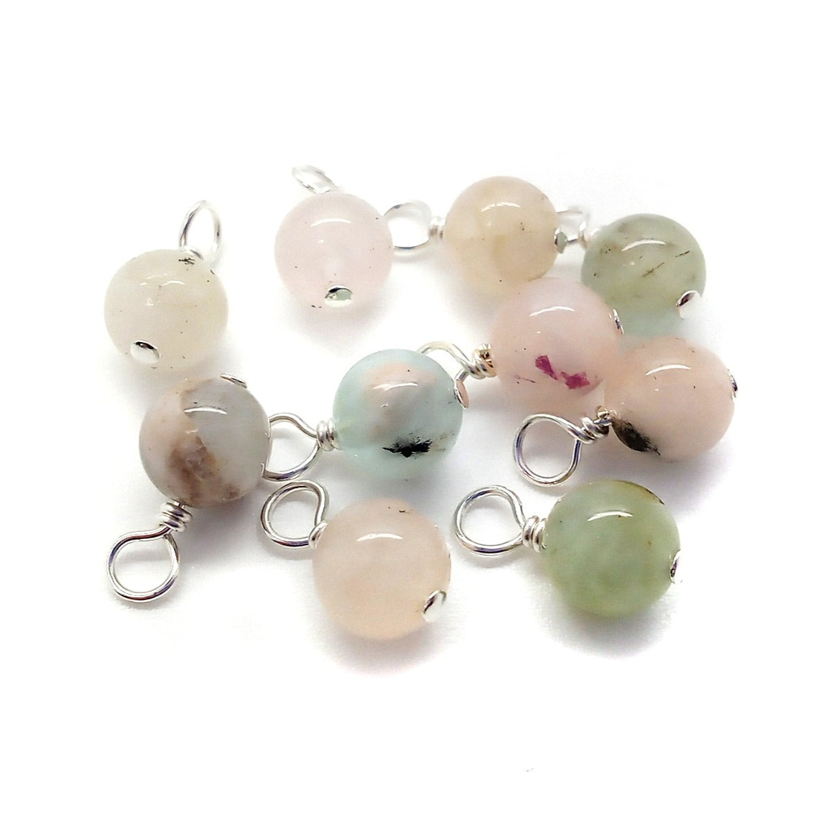 Pastel Beryl 6mm Bead Charms, Gemstone Dangles - Adorabilities Charms & Trinkets