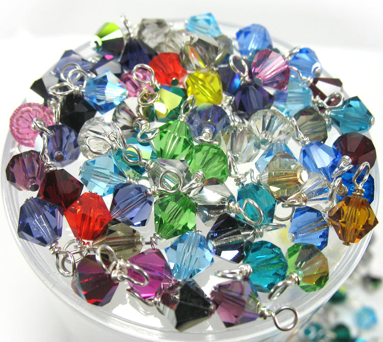 Crystal Bead Dangles - 6mm Czech Glass Bicone Bead Charms - Adorabilities Charms & Trinkets