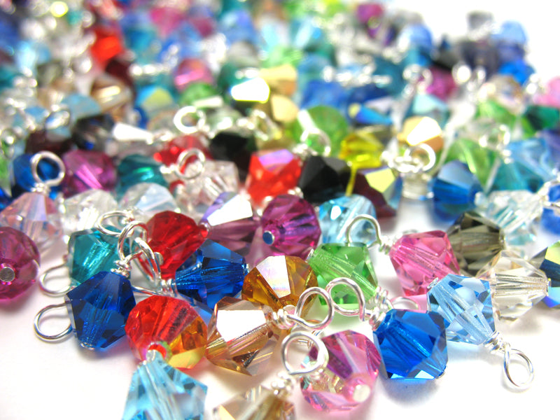 Crystal Bead Dangles - 6mm Czech Glass Bicone Bead Charms - Adorabilities Charms & Trinkets