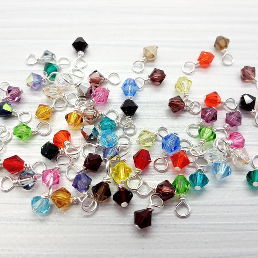 Tiny Bicone Bead Charms, 4mm Crystal Bead Dangle Mix - Adorabilities Charms & Trinkets