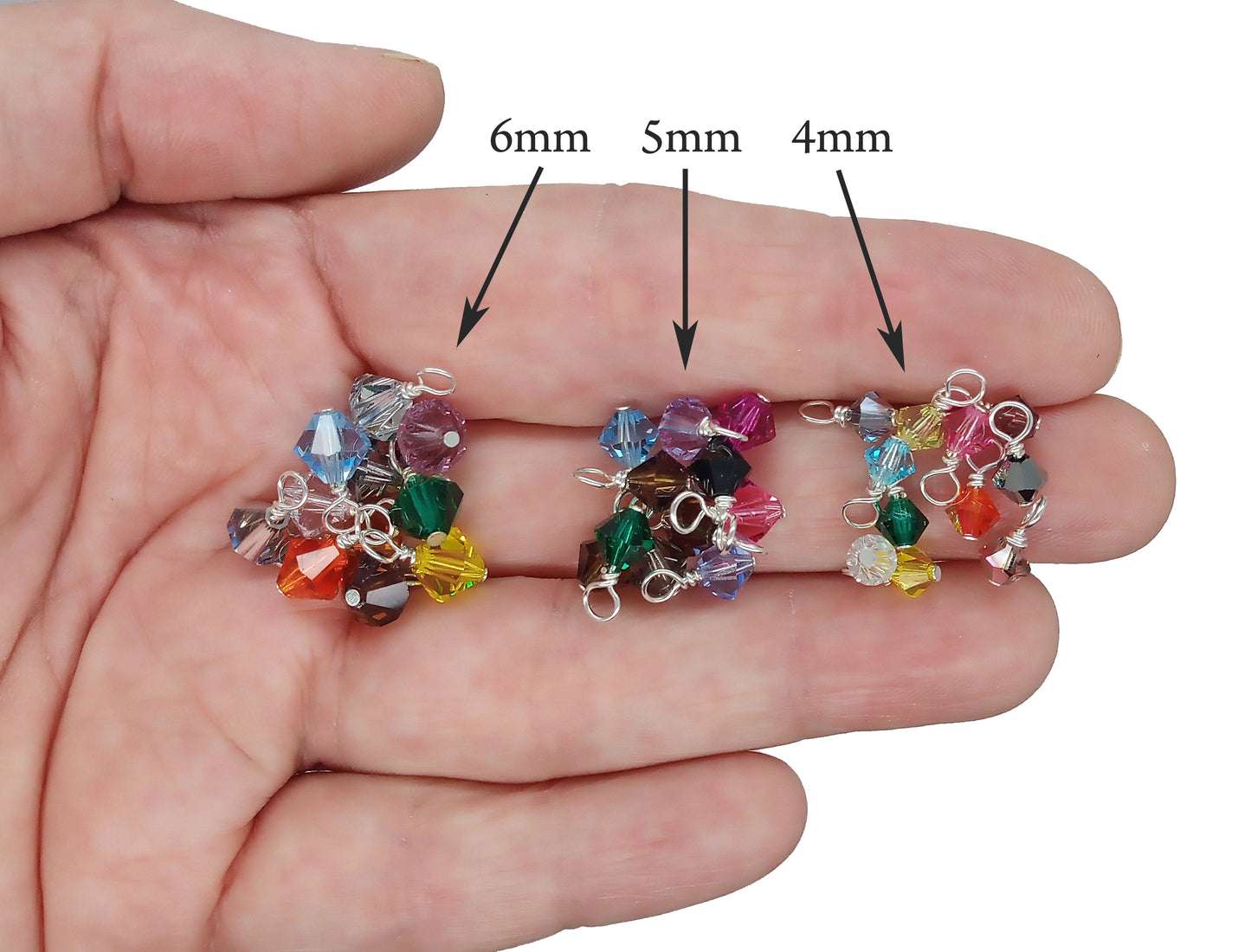 Tiny Bicone Bead Charms, 4mm Crystal Bead Dangle Mix - Adorabilities Charms & Trinkets