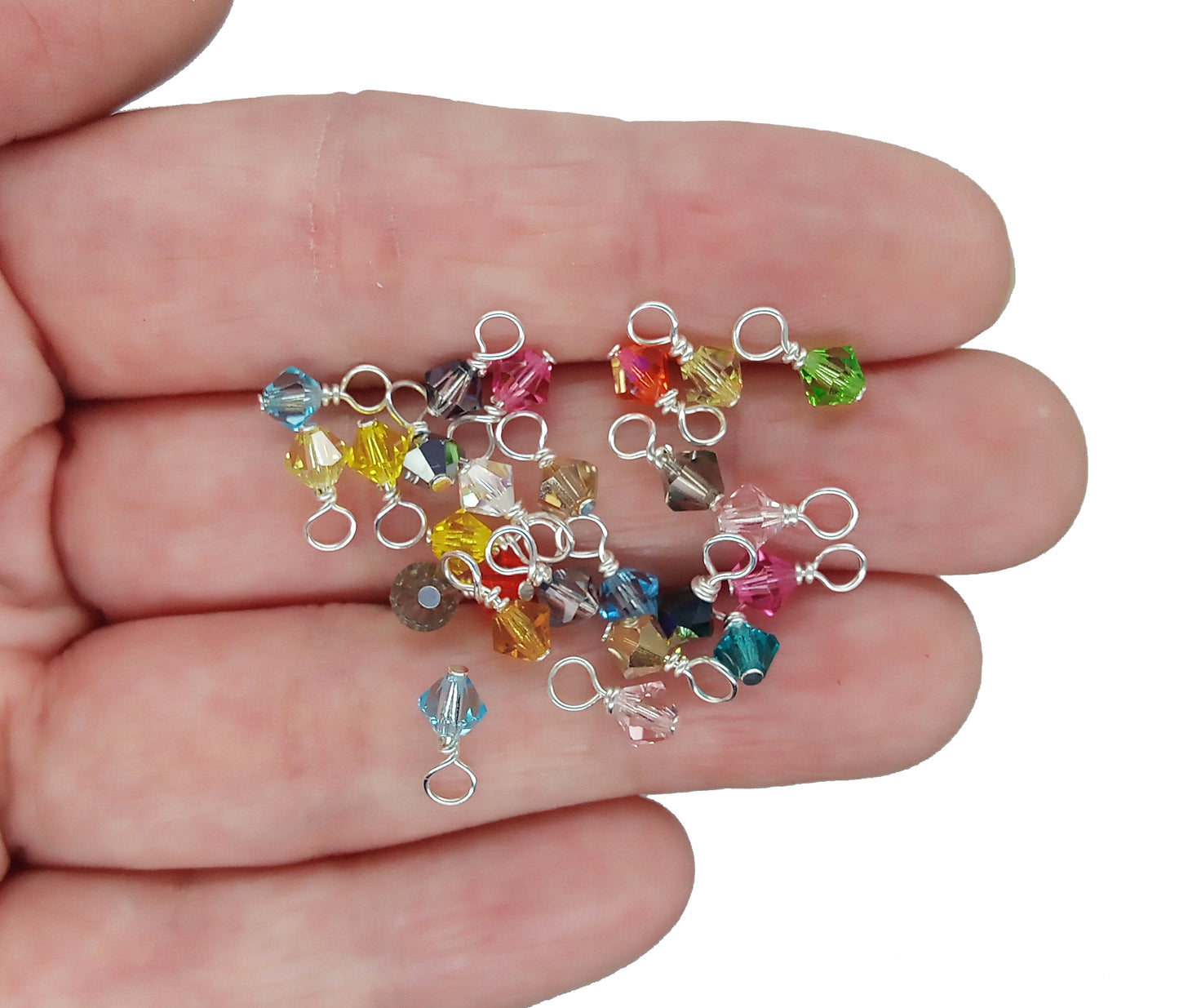 Tiny Bicone Bead Charms, 4mm Crystal Bead Dangle Mix - Adorabilities Charms & Trinkets