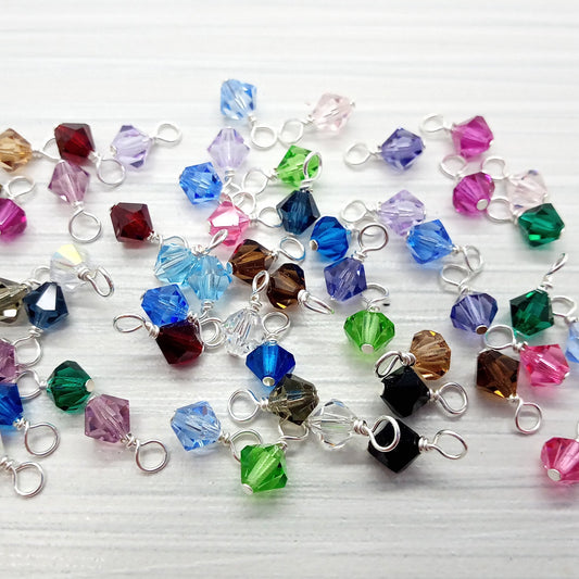 Small Bicone Bead Charms, 5mm Crystal Bead Dangle Mix - Adorabilities Charms & Trinkets