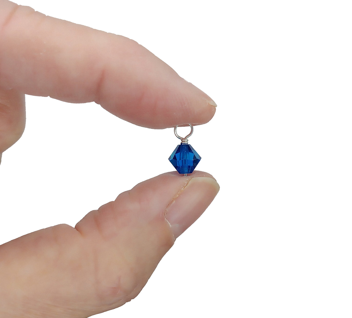 Blue Bicone Dangles, 25 Crystal 6mm Bead Charms in Various Blue Shades