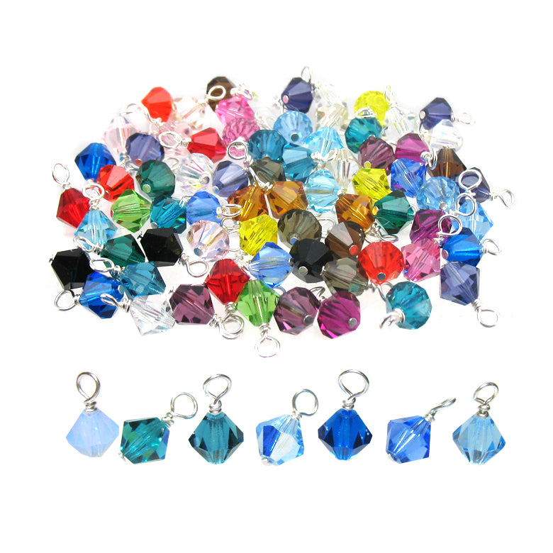 Crystal Bead Dangles - 6mm Czech Glass Bicone Bead Charms - Adorabilities Charms & Trinkets