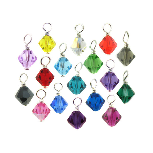 Crystal Bead Dangles - 6mm Czech Glass Bicone Bead Charms - Adorabilities Charms & Trinkets