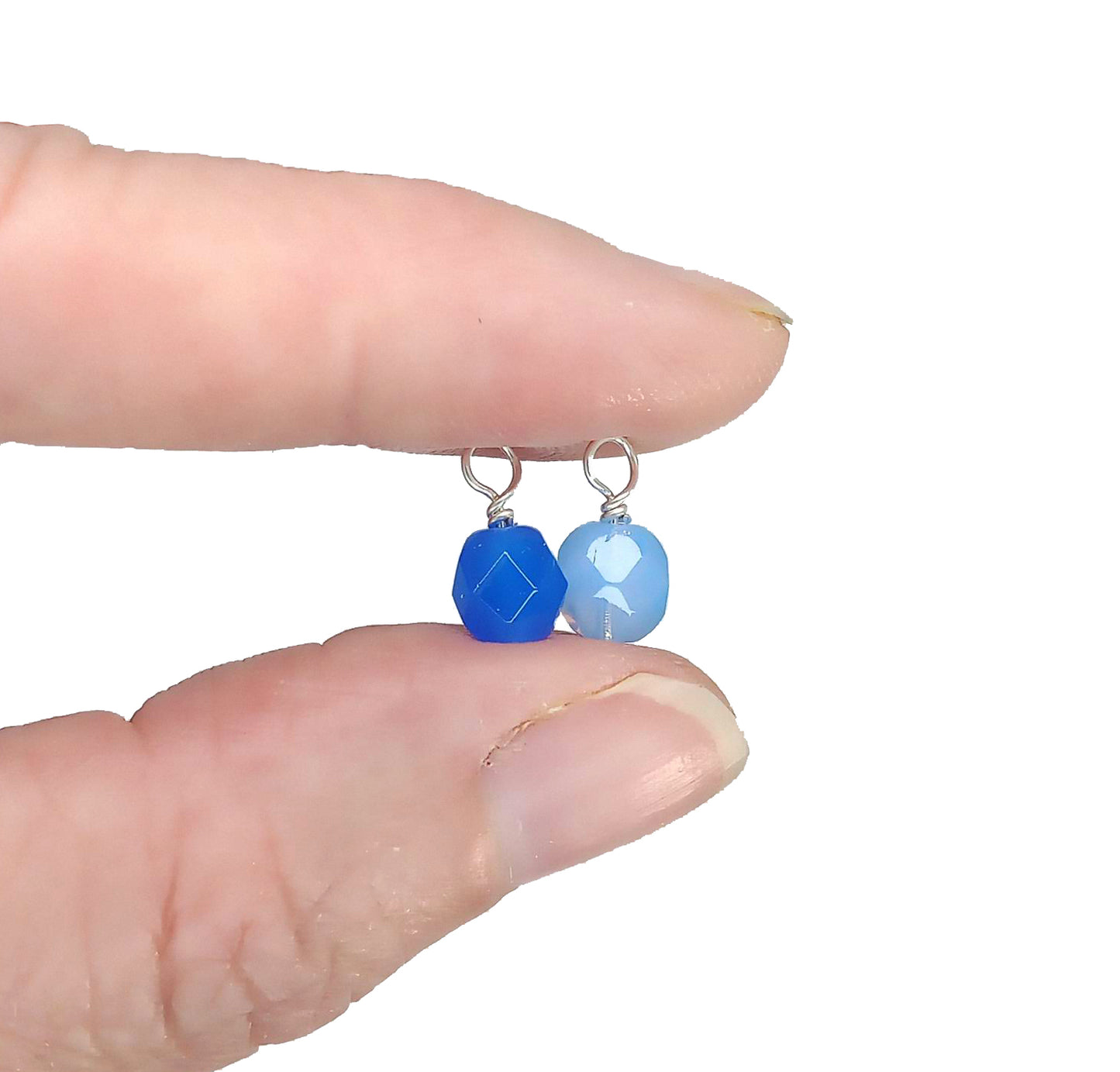 Blue Czech Glass Bead Charms, 6mm Faceted Bead Dangle Charms - Adorabilities Charms & Trinkets