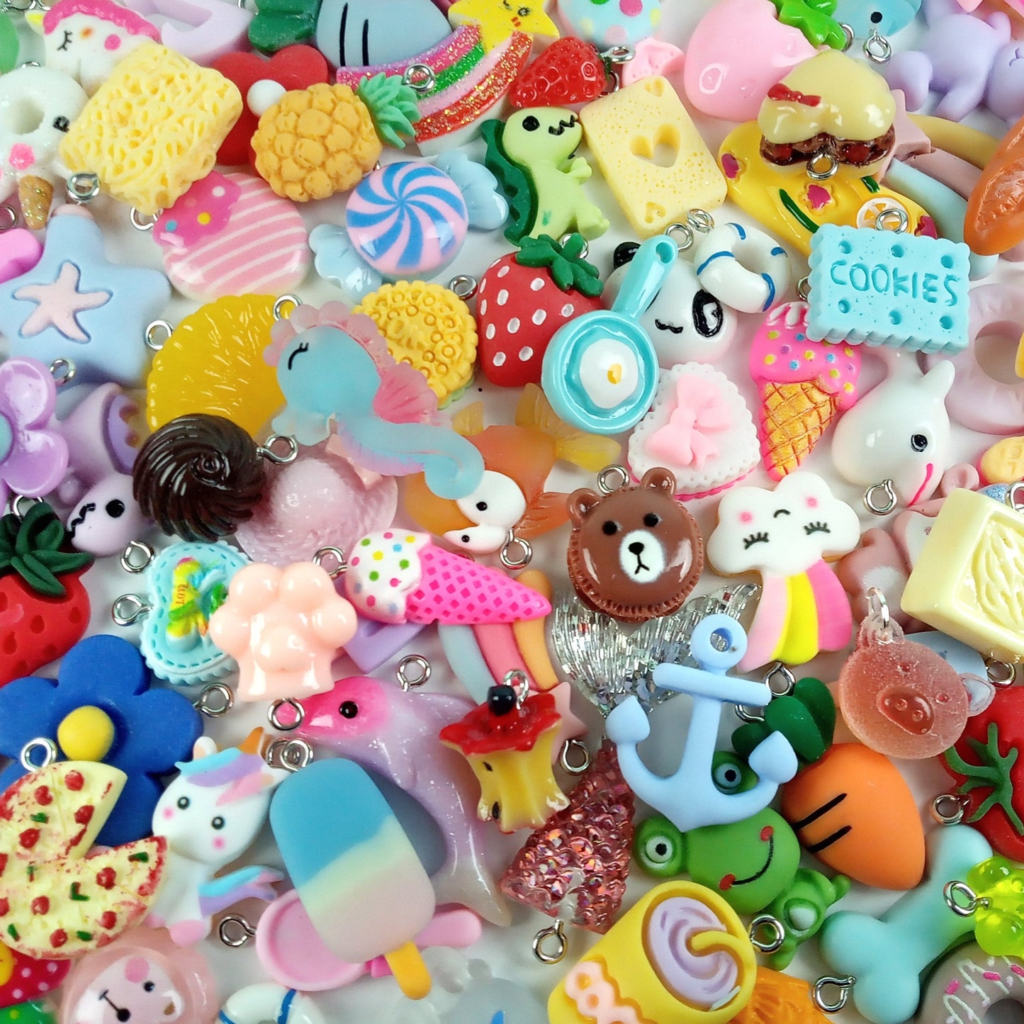 Mixed Flatback Charms - Kawaii Resin Cabochon Charm Grab Bag - Adorabilities Charms & Trinkets