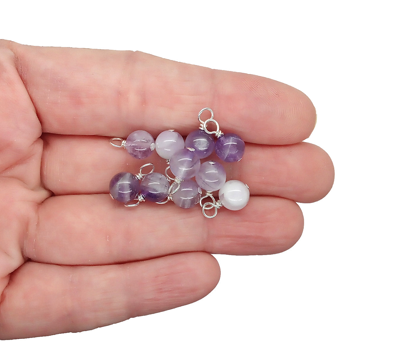 Cape Amethyst 6mm Bead Charms, Natural Gemstone Dangles, 10 pieces