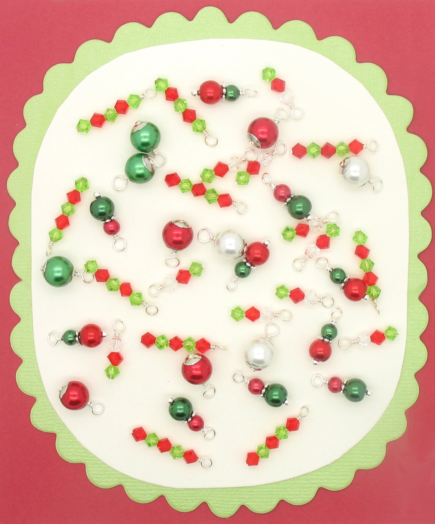 Christmas Charms - Pretty Red & Green Bead Charm Dangles Xmas - Adorabilities Charms & Trinkets