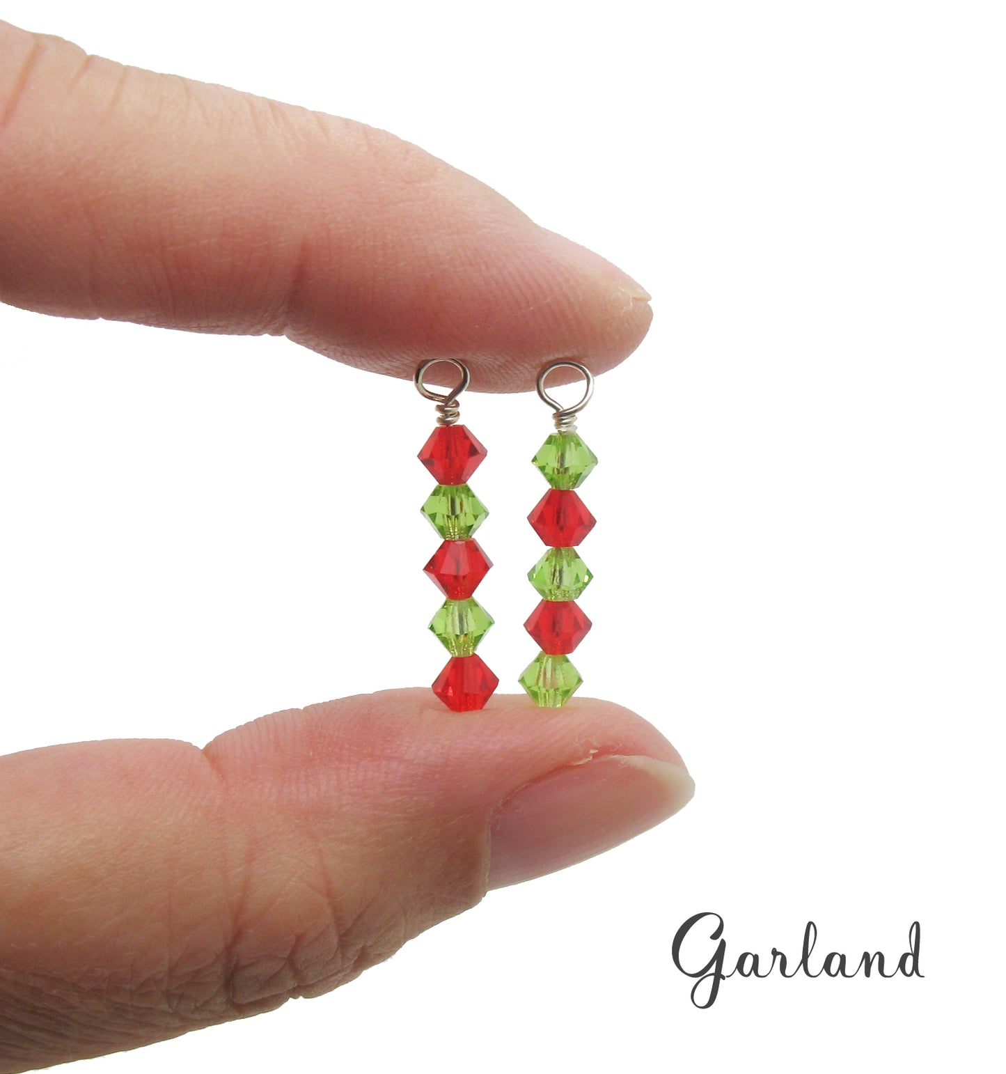 Christmas Charms - Pretty Red & Green Bead Charm Dangles Xmas - Adorabilities Charms & Trinkets