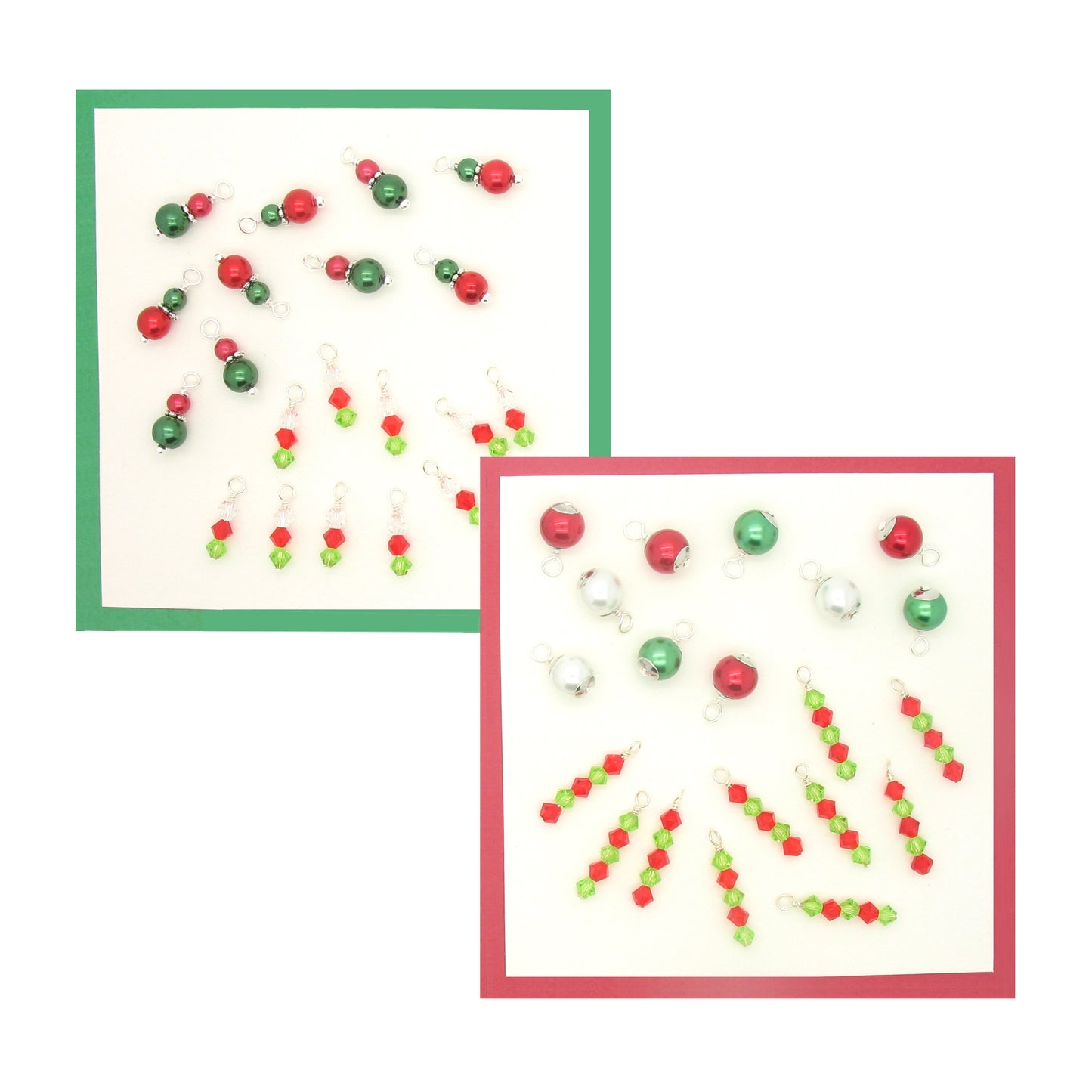 Christmas Charms - Pretty Red & Green Bead Charm Dangles Xmas - Adorabilities Charms & Trinkets