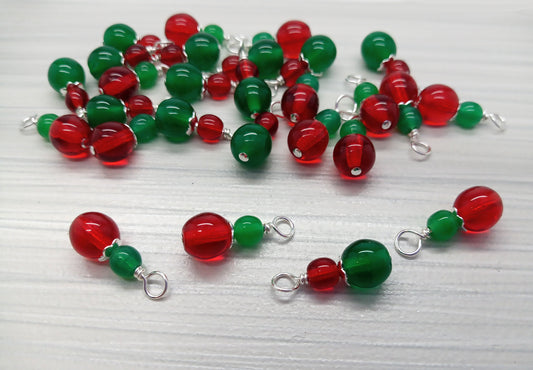 Christmas Dangle Charms, Czech Druk Pressed Bead Charms - Adorabilities Charms & Trinkets