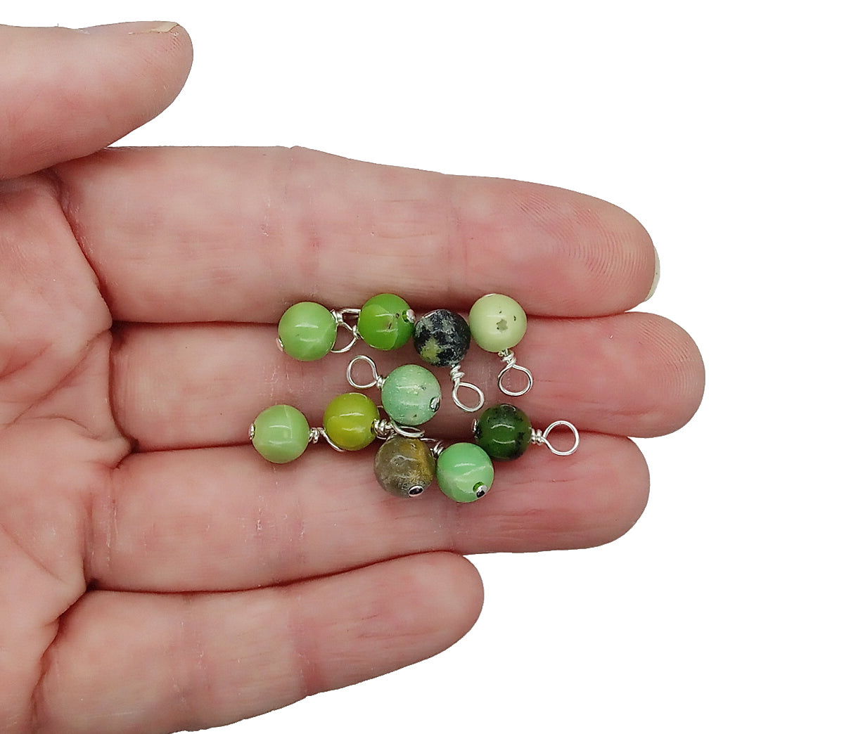 African Green Chrysoprase 6mm Bead Charms, Natural Gemstone Dangles - Adorabilities Charms & Trinkets