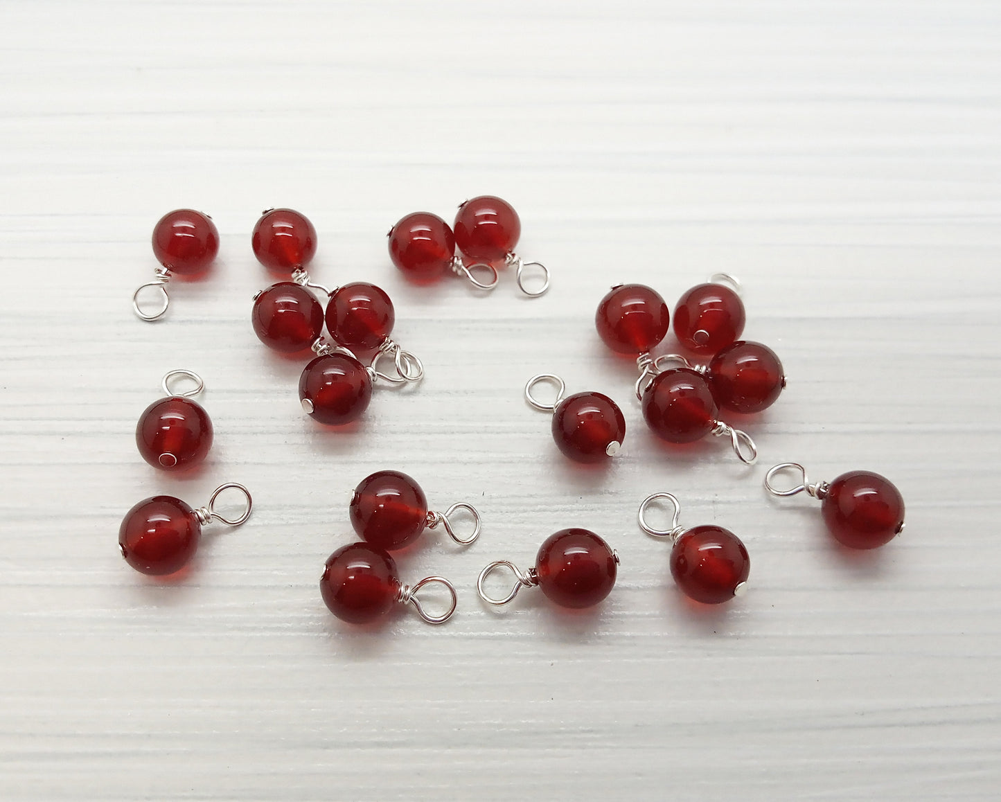 Cornelian 6mm Bead Charms, 10pc Gemstone Dangles - Adorabilities Charms & Trinkets