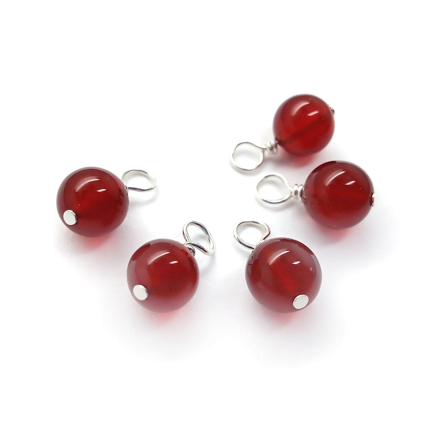 Cornelian 6mm Bead Charms, 10pc Gemstone Dangles - Adorabilities Charms & Trinkets