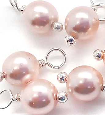 Crystal Pearl Dangle Charms, Pastel 6mm Pearl Charms with Silver-Tone Wire - Adorabilities Charms & Trinkets