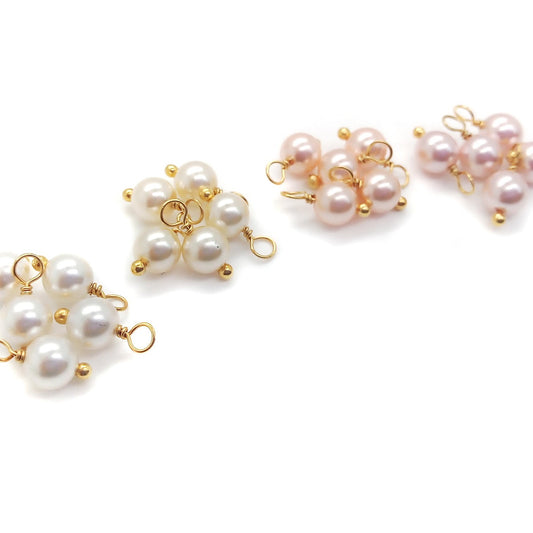 Crystal Pearl Dangles, Pastel 6mm Pearl Charms with Gold-Tone Wire - Adorabilities Charms & Trinkets