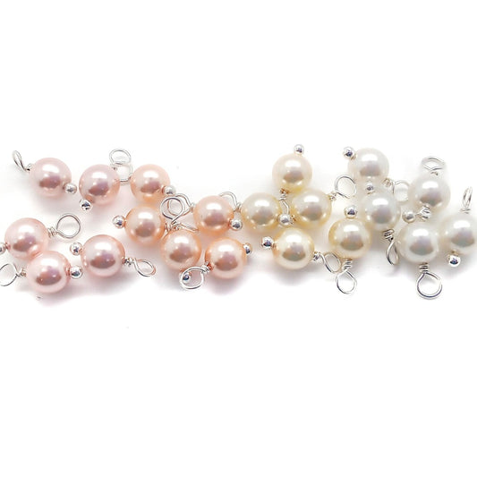 Crystal Pearl Dangle Charms, Pastel 6mm Pearl Charms with Silver-Tone Wire - Adorabilities Charms & Trinkets