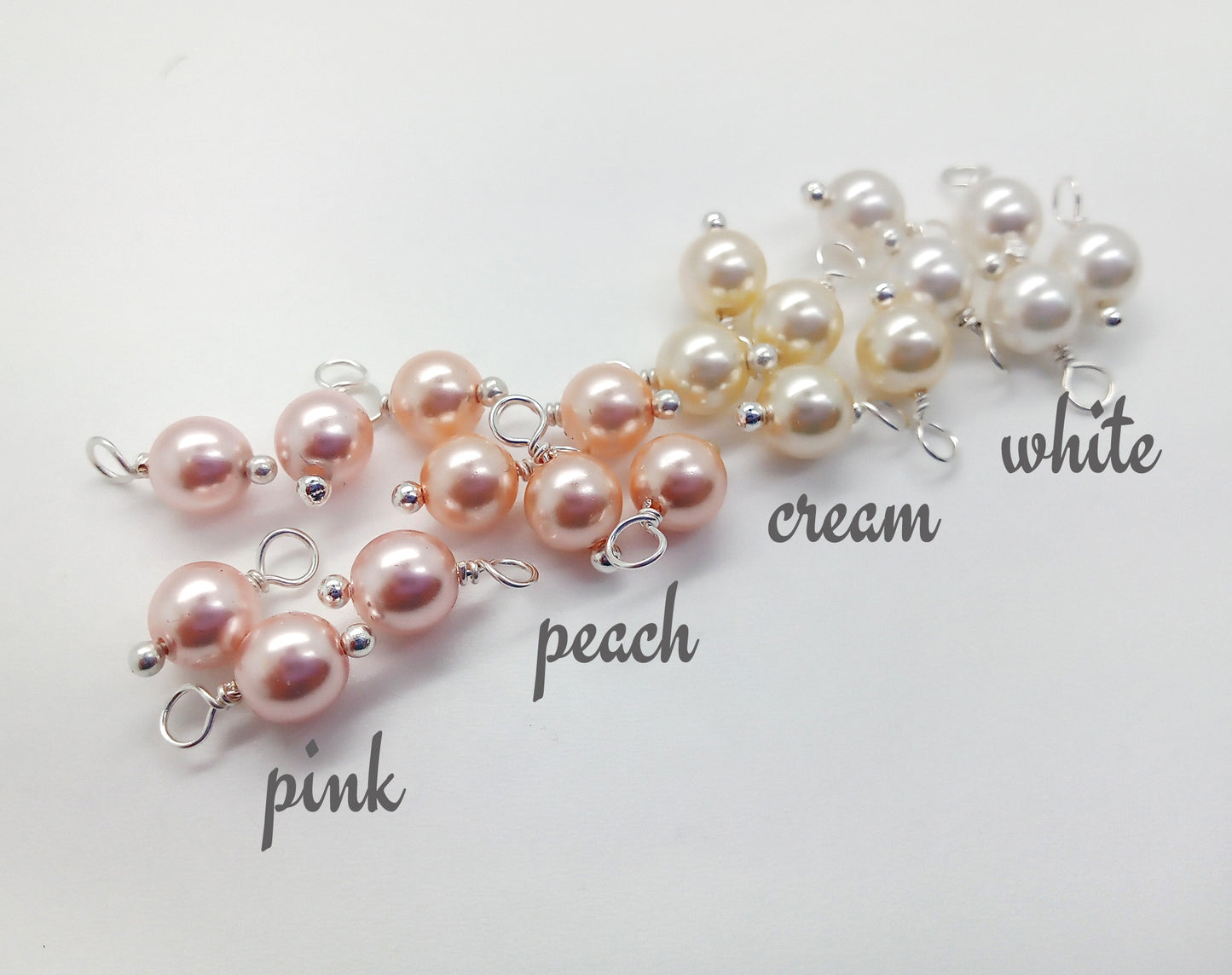 Crystal Pearl Dangle Charms, Pastel 6mm Pearl Charms with Silver-Tone Wire - Adorabilities Charms & Trinkets