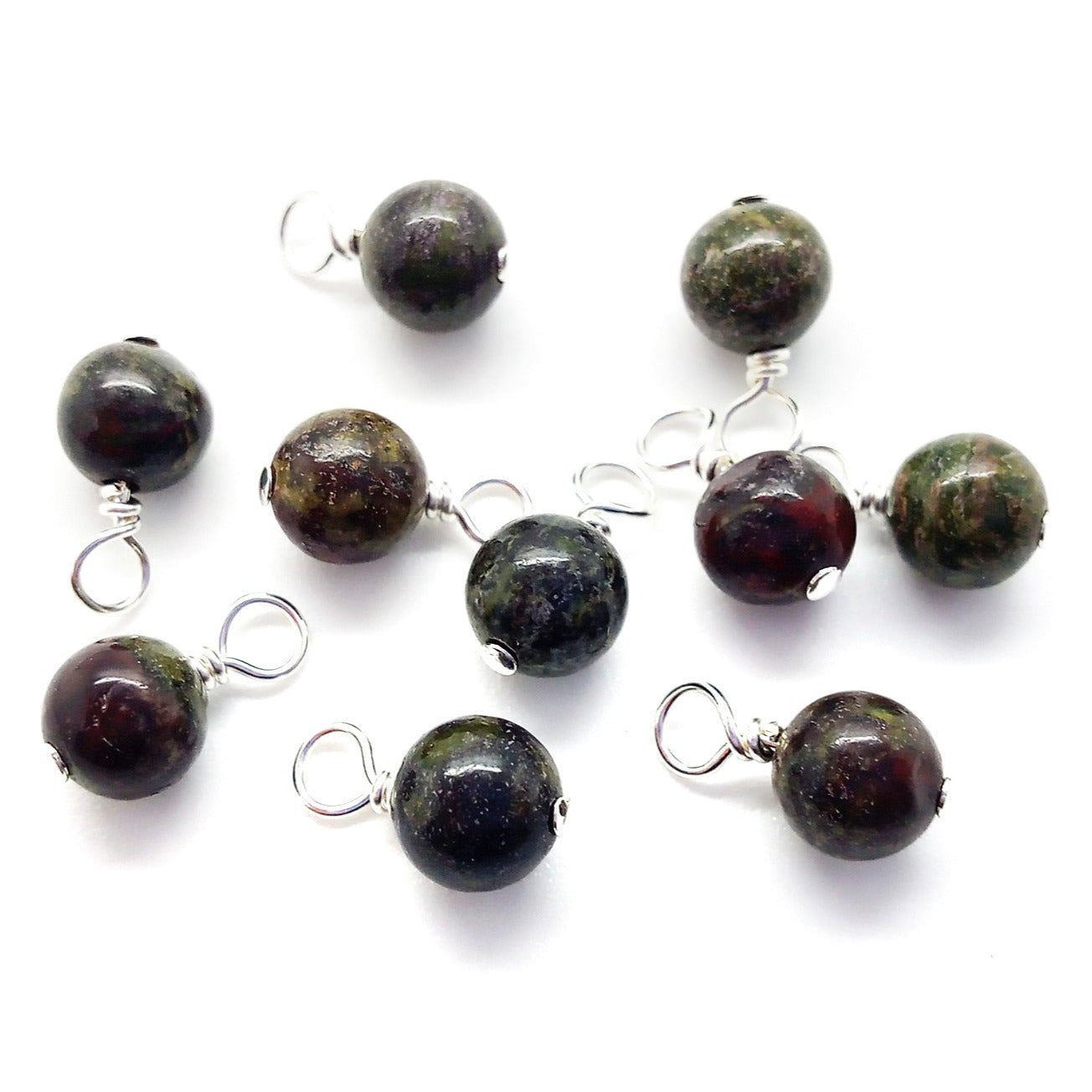 Dragon Blood Jasper 6mm Bead Charms, Natural Gemstone Dangles - Adorabilities Charms & Trinkets