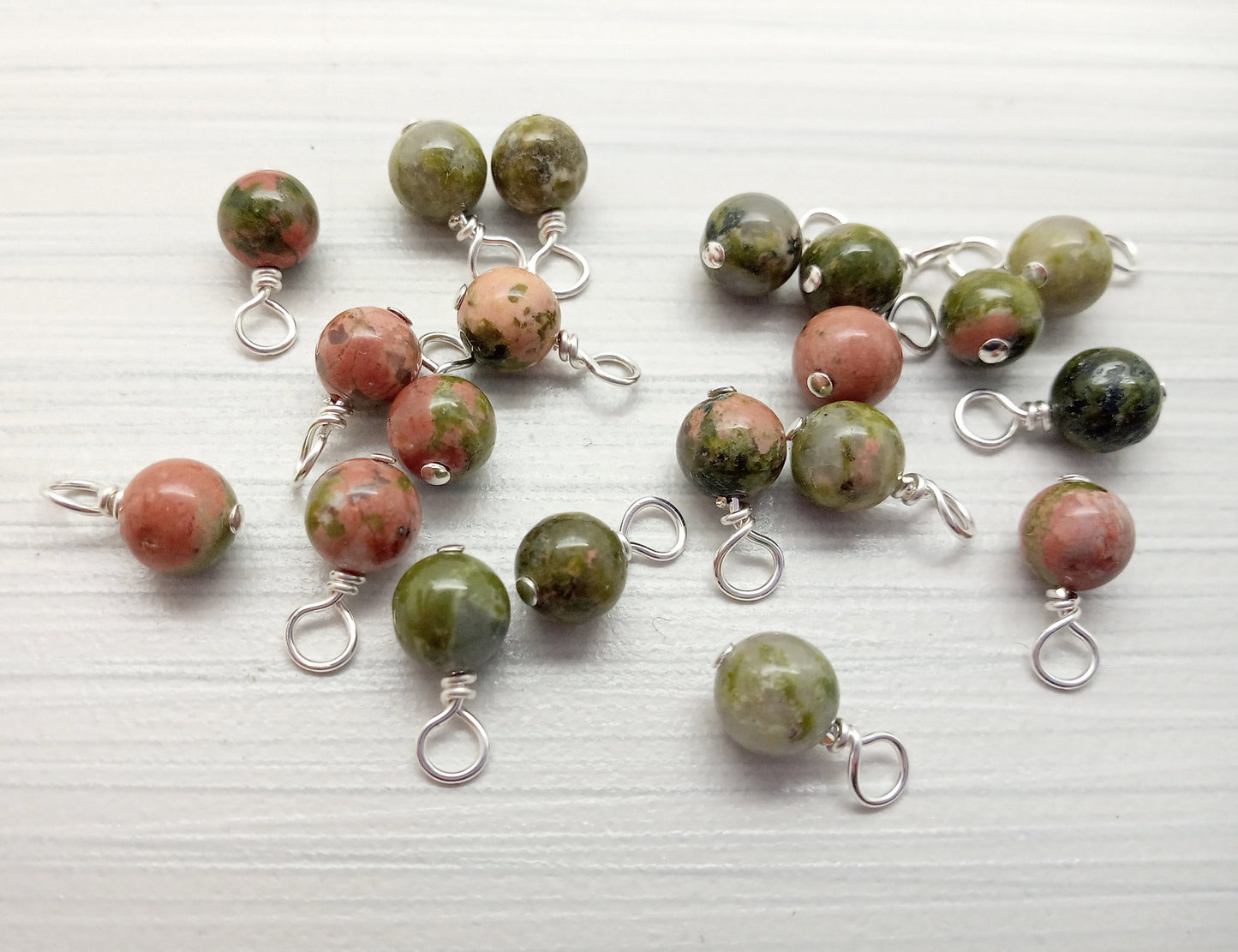 Epidote 6mm Bead Charms, Gemstone Dangles - Adorabilities Charms & Trinkets