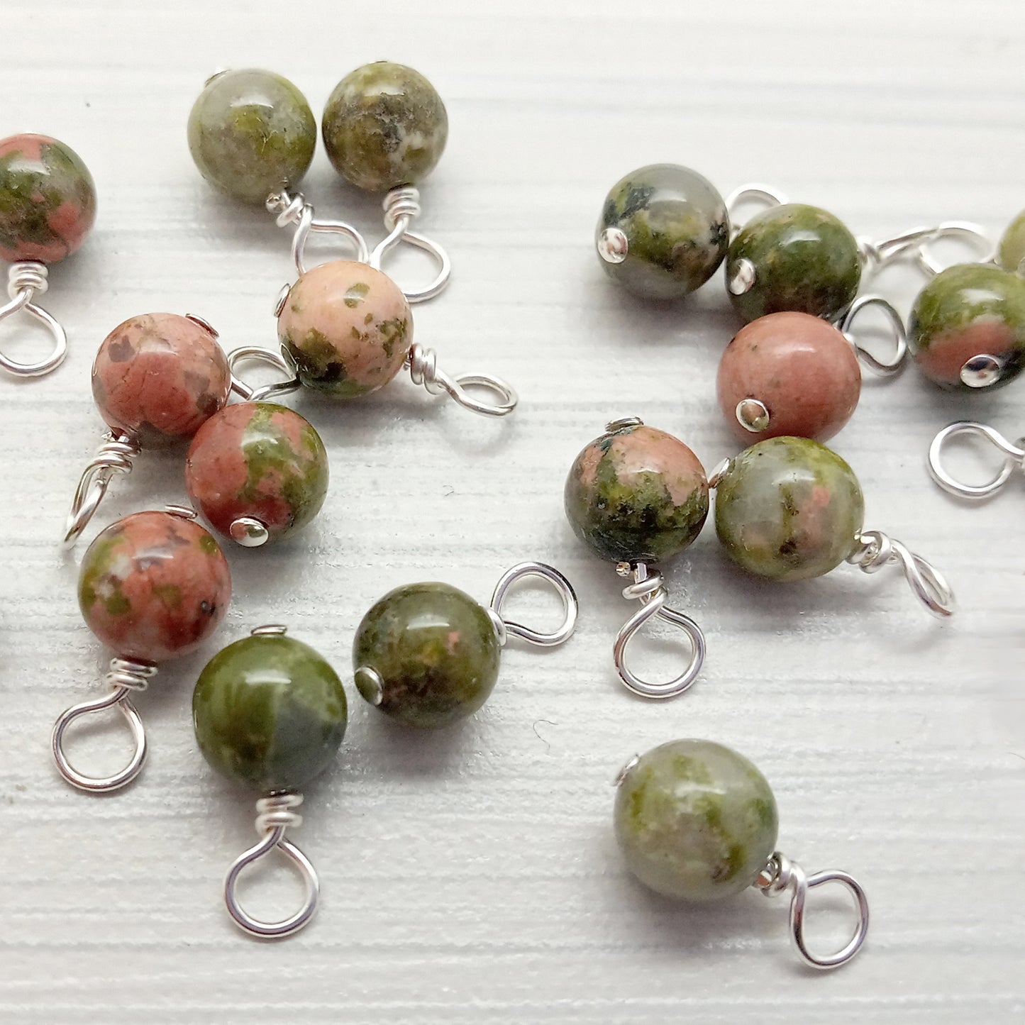 Epidote 6mm Bead Charms, Gemstone Dangles - Adorabilities Charms & Trinkets