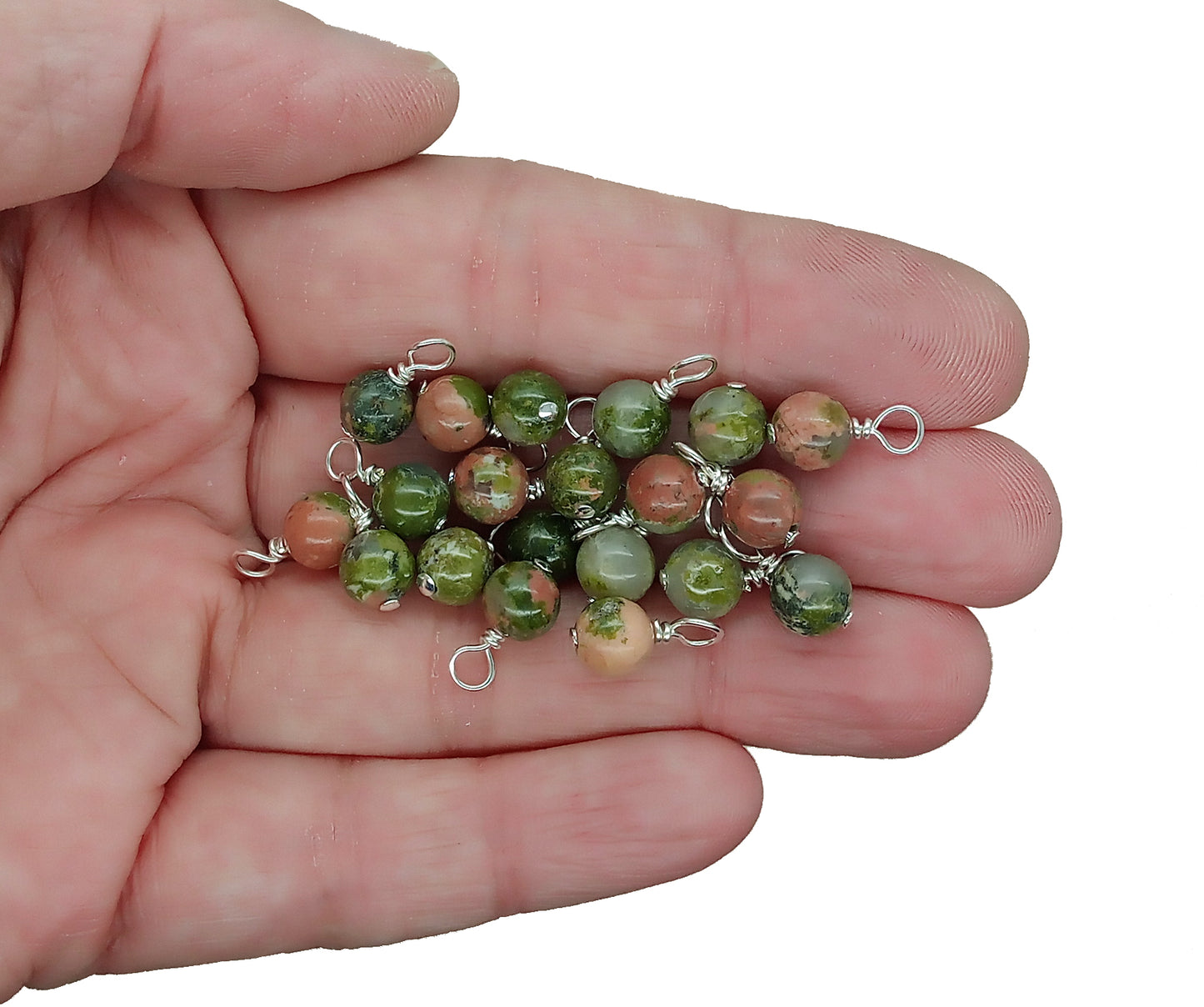 Epidote 6mm Bead Charms, Gemstone Dangles - Adorabilities Charms & Trinkets