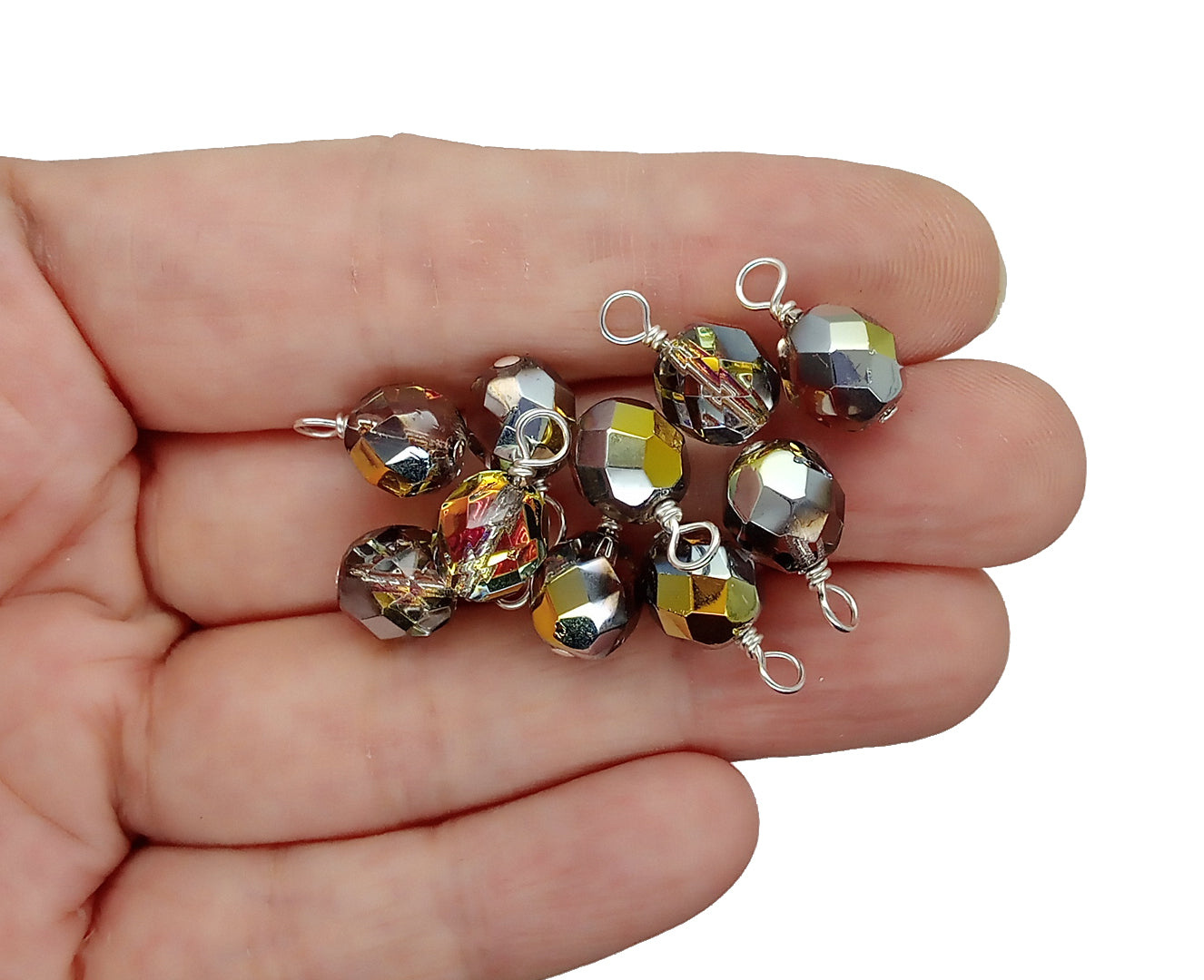 Marea Fire-Polished Dangle Charms, 8mm Czech Glass Beads