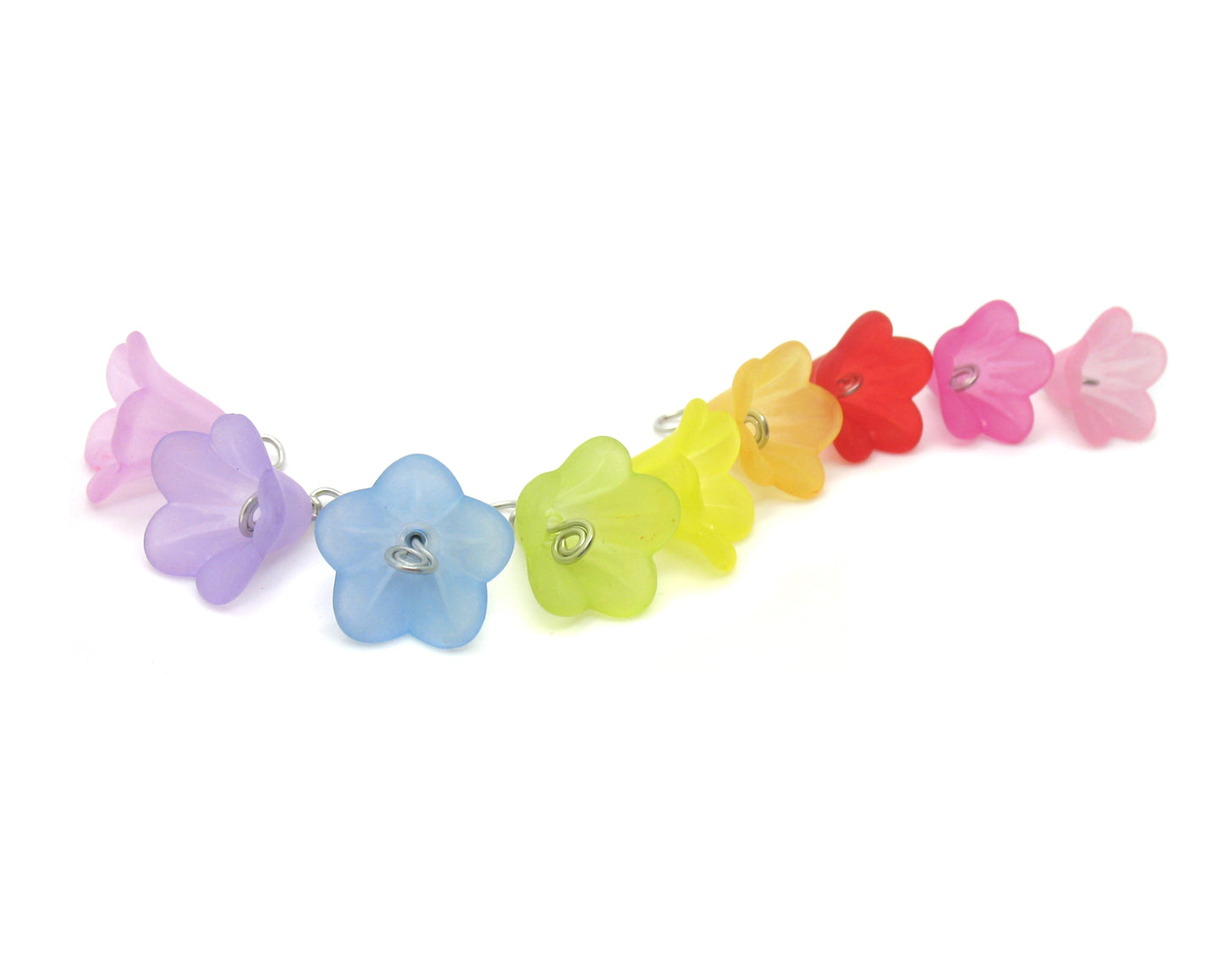 25 Assorted Flower Charms, Rainbow Mix