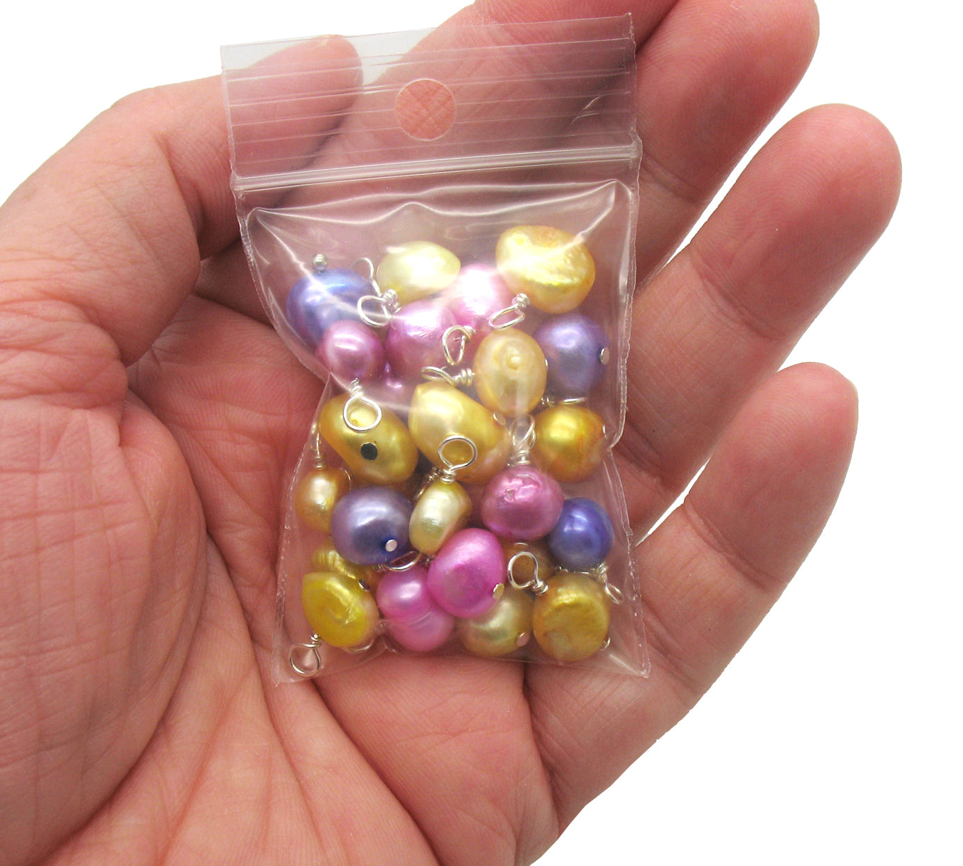 Freshwater Pearl Bead Charms - Pink Purple Yellow Pearls Dangles - Adorabilities Charms & Trinkets