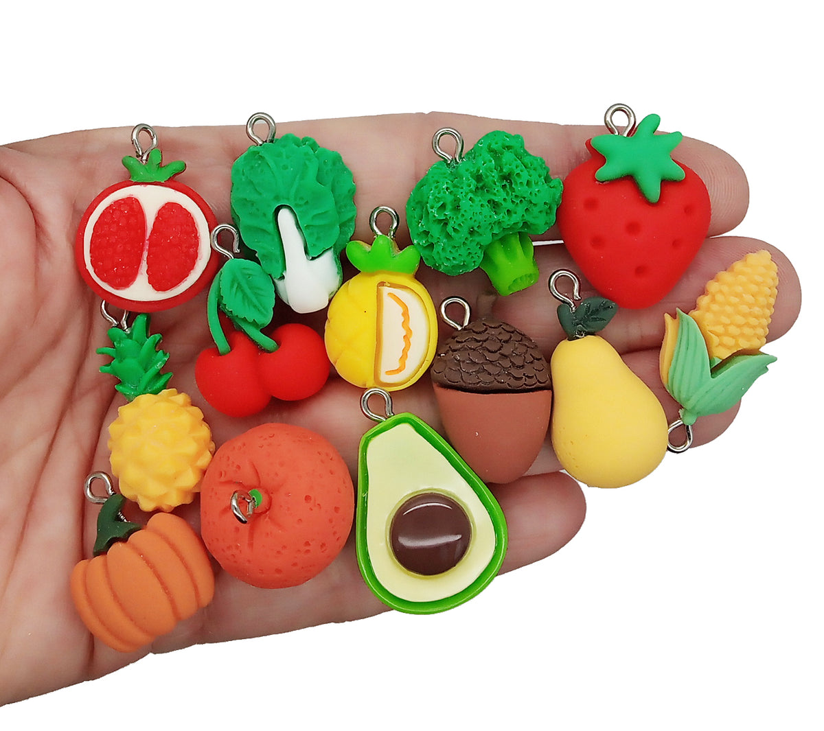 Mixed Food Charms, Kawaii Resin Cabochon Candy & Fruit Grab Bag