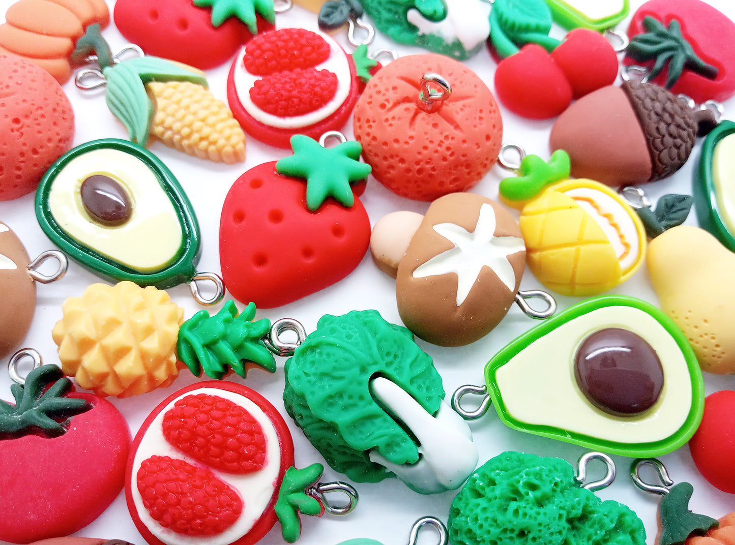 Fruit & Vegetable Charms, Cute Resin Cabochon Food Pendants - Adorabilities Charms & Trinkets