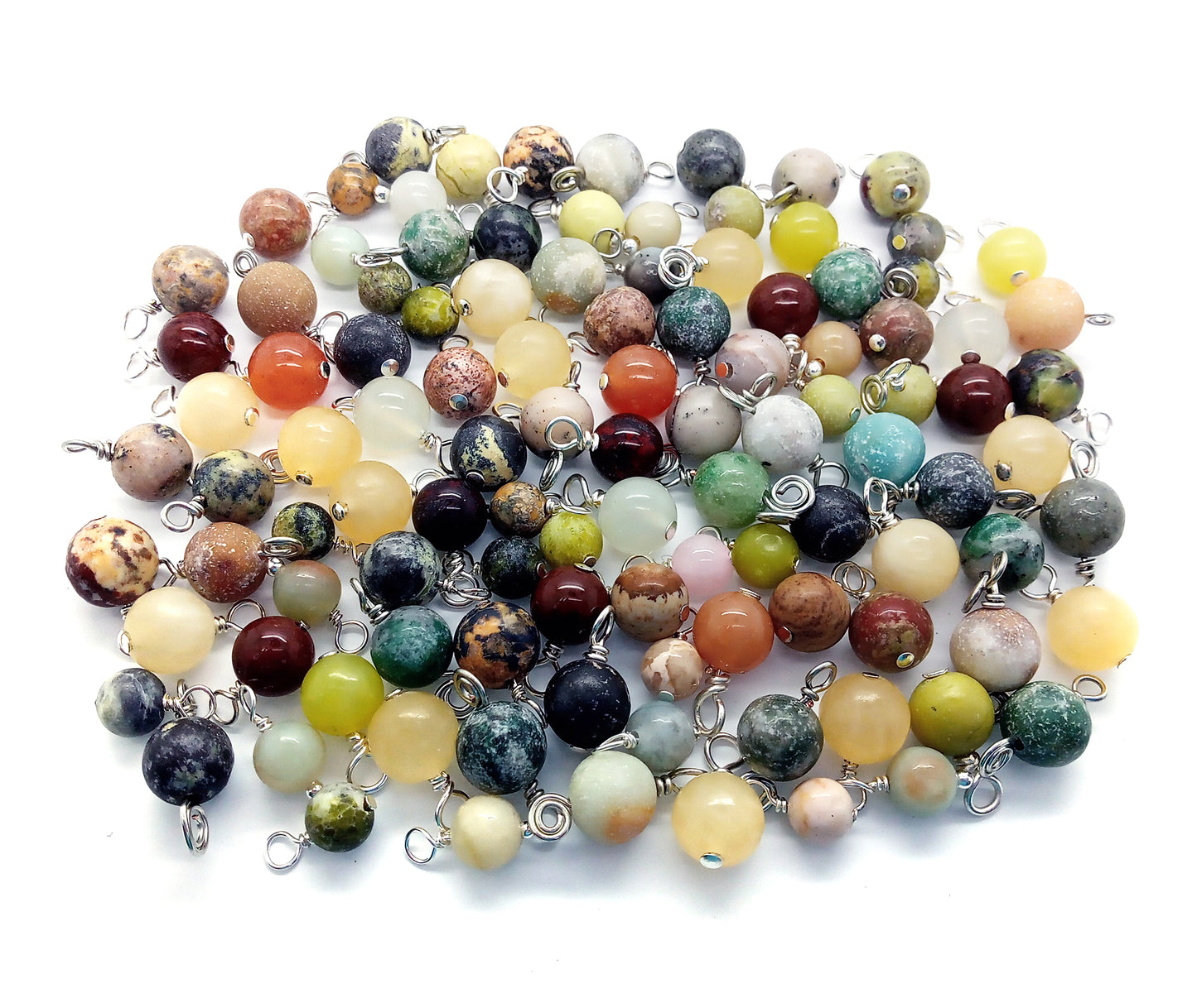 Mixed Gemstone Charms, Multicolored Stone Bead Dangles